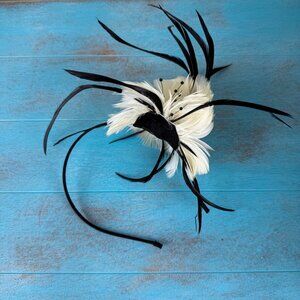 Tasha Black & White Feathered Headband Hair Accessory